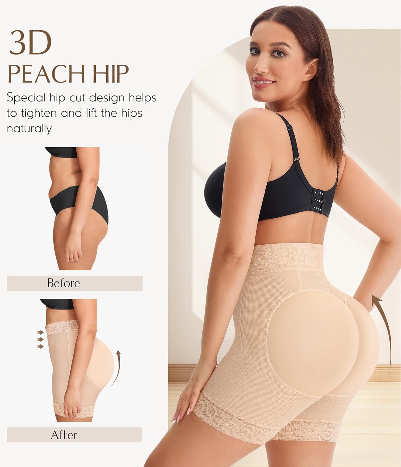 MERYOSZ Tummy Control Shapewear Shorts Zipper Butt Lifting Panties Underwear Shapewear for Women Faja Body Shaper Beige - Image 4