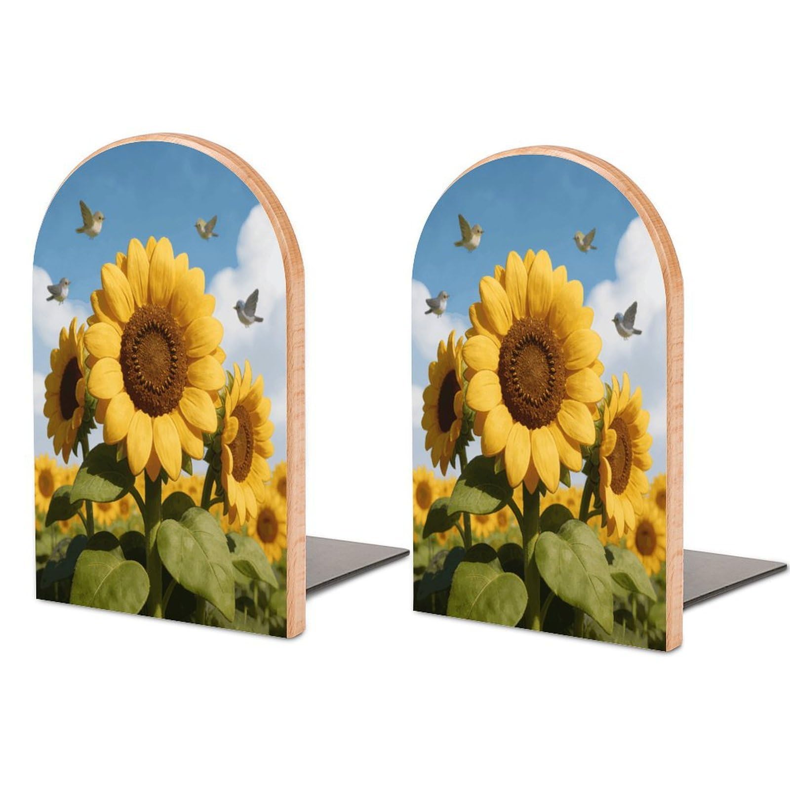 Sujetalibros de madera con diseño de flores de alta resistencia