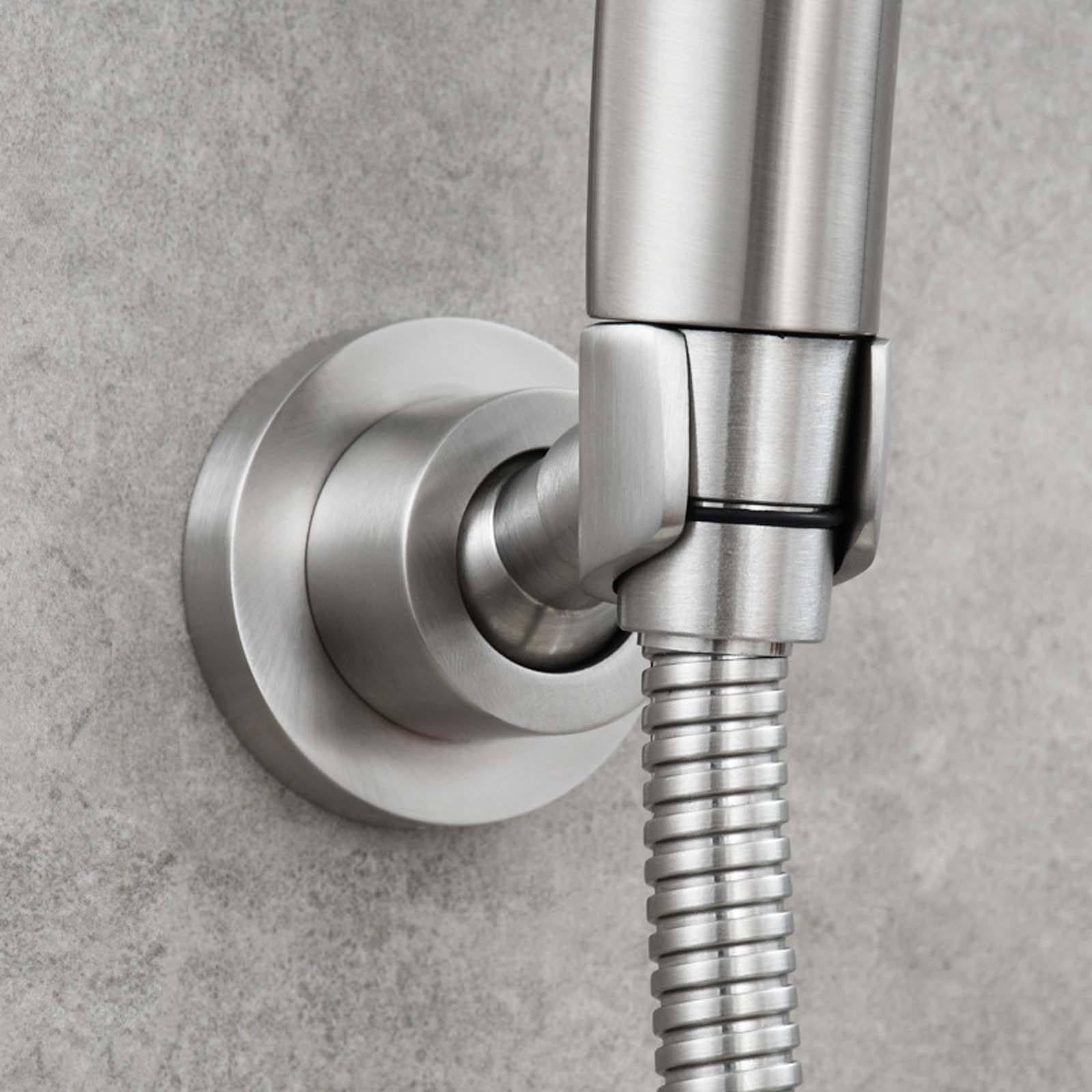 Soporte Ducha Pared Redondo Soporte Alcachofa Ducha Acero Inoxidable Soporte Ducha Rotación de 360° Soporte de Ducha Instalación de Perforación Soporte para Ducha Cepillado
