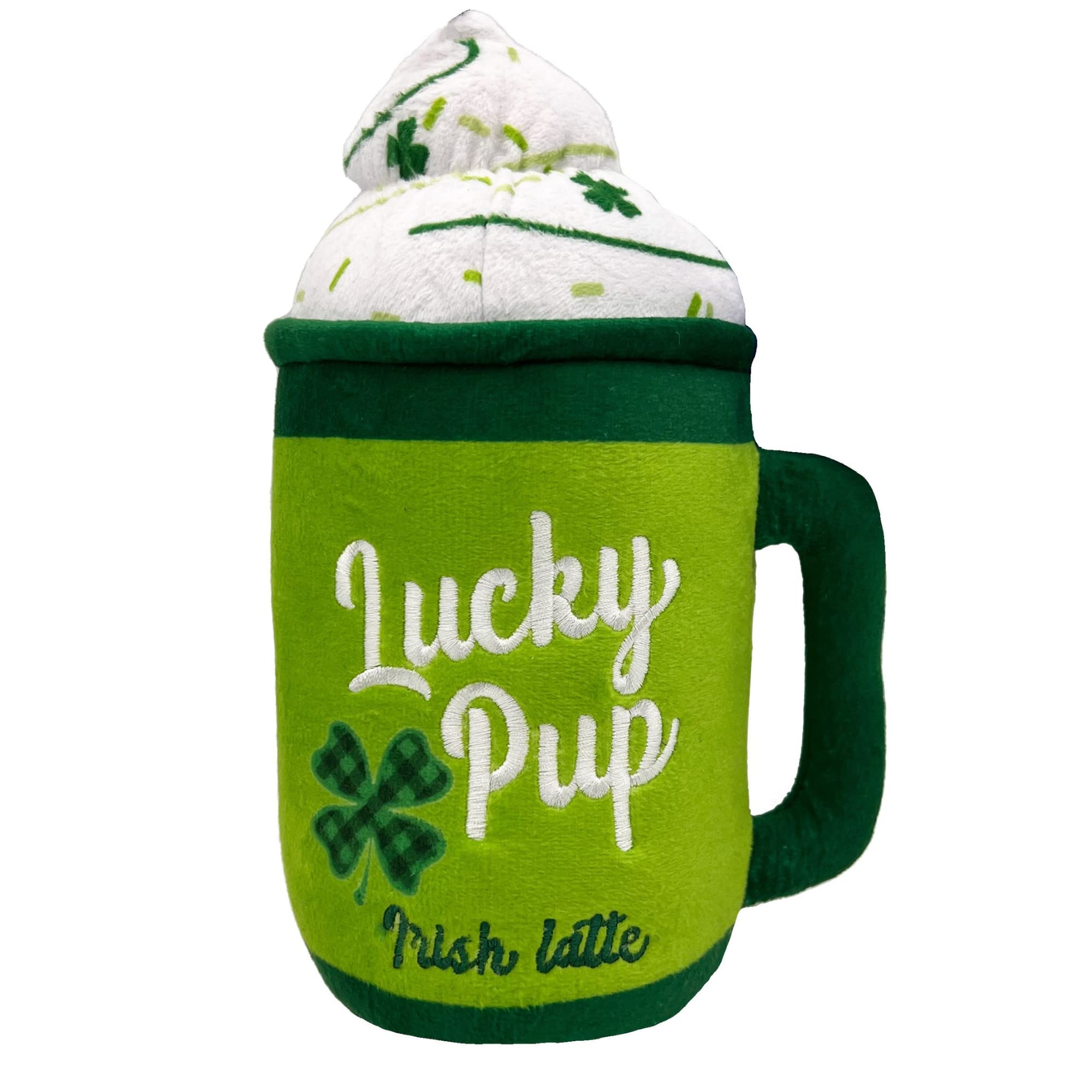 Lulubelles Power Plush | Lucky Pup Irish Latte (Large) | St. Patrick's Day Dog Toy with Squeaker | Funny Dog Toy | Fun, Durable, and Safe | Huxley & Kent Squeaky Dog Toys
