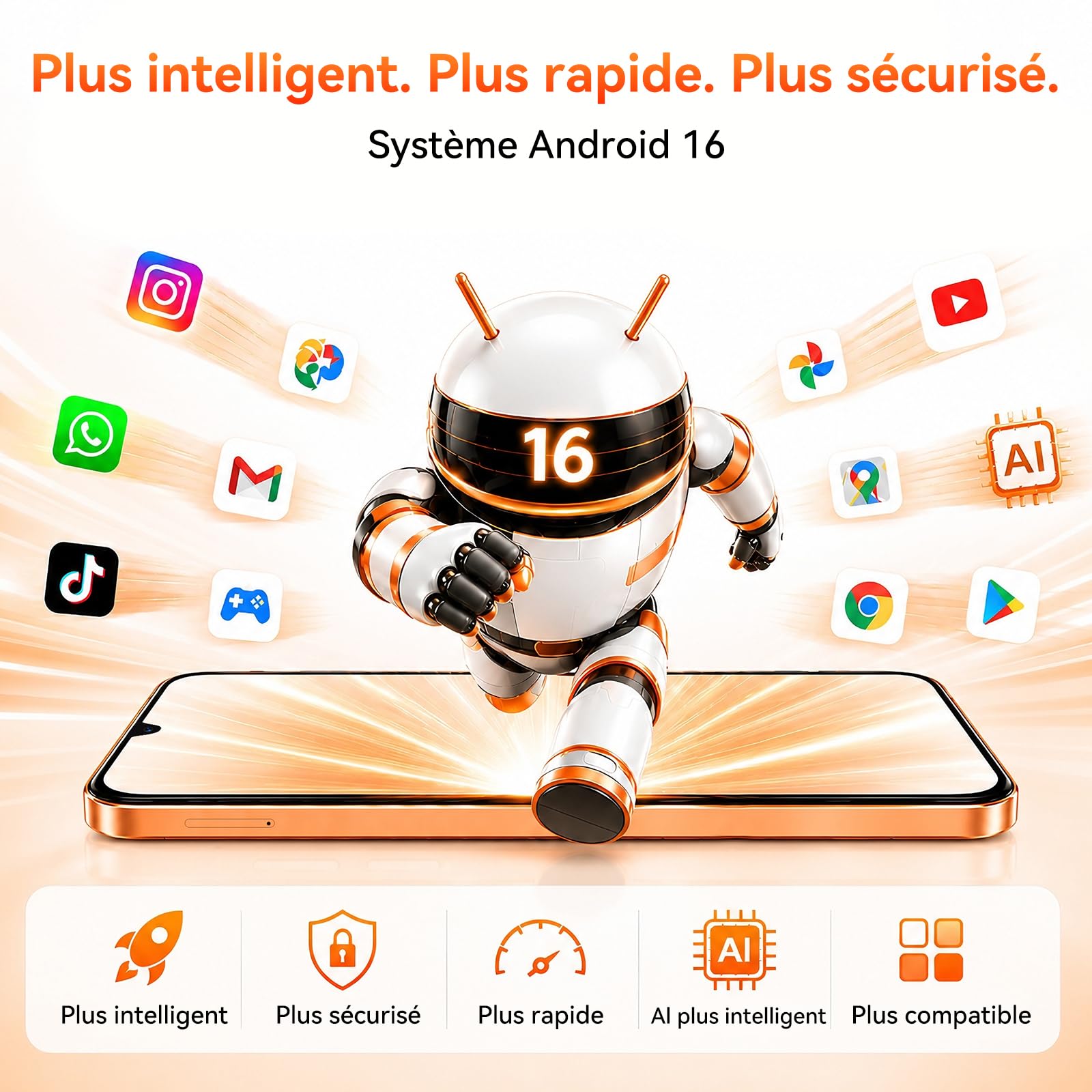 Blackview Wave 10C Telephone Portable 6,88" HD+, Smartphone Android 16, 16+32Go (ext 1To), Double SIM, 5000mAh, 32+13MP, Face ID/GPS/OTG, Compatible Orange, SFR, Bouygues, Free Mobile – Noir