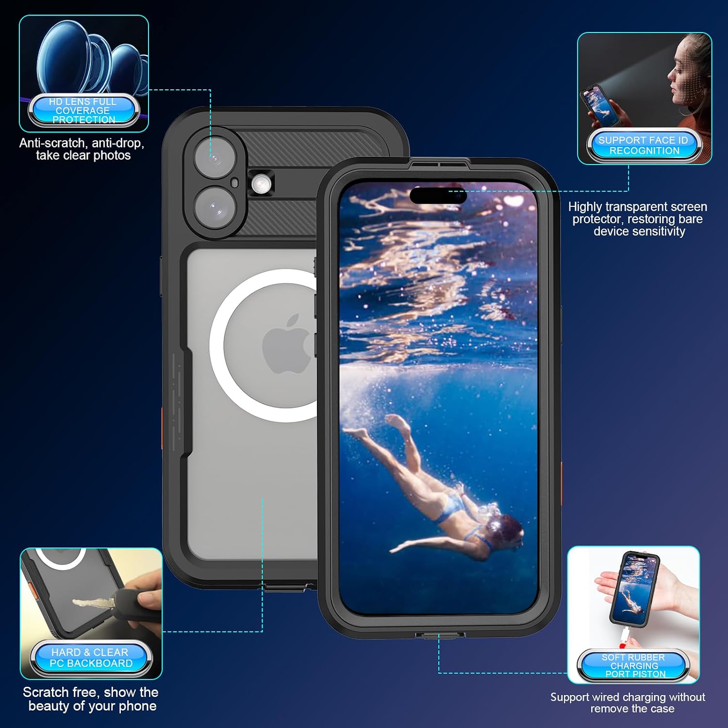 Nowvnvny for iPhone 16 Plus Phone Case Waterproof Protective Cover Full image 4