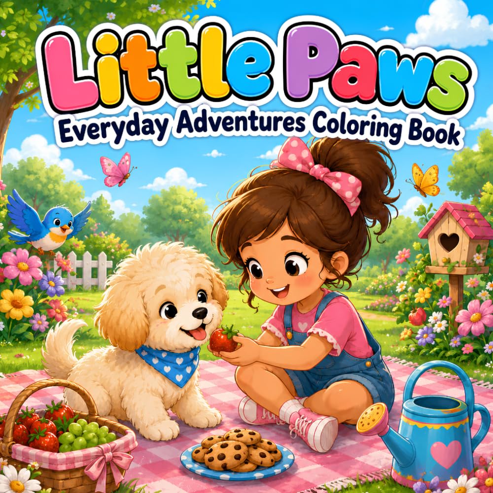Cozy Puppy Coloring Book: Little Paws Enjoying Everyday Adventures, Sweet Home Moments, Outdoor Fun, and Relaxing Designs for Adults and Teens