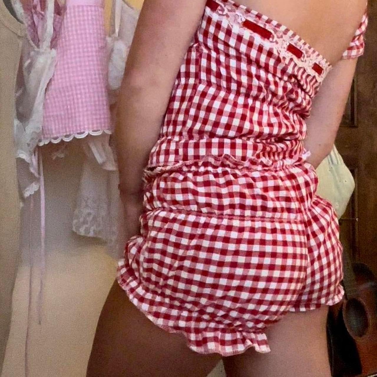Seyurigaoka Women's Y2K Ruffle Bloomer Shorts, Low Rise Gingham Plaid Leopard Tunnel Lolita Shorts - Image 4