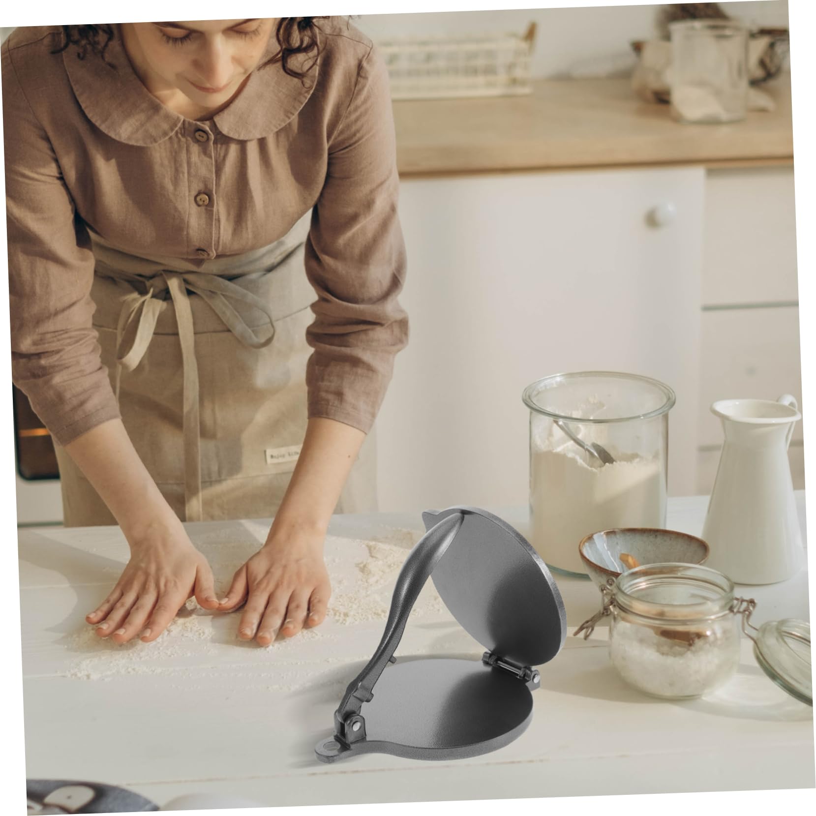 Cabilock Tortillapresse Klappbare Struktur 16,5cm aus Aluminiumlegierung Schwarz für Küche und Teig für Tortilla und Mehltortilla