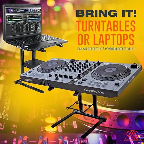 Miniatura 9 de AXA AXCESSABLES Soporte para portátil DJ con bolsa de viaje  Soporte plegable portátil de aluminio para portátiles de hasta 15 pulgadas y 20 libras