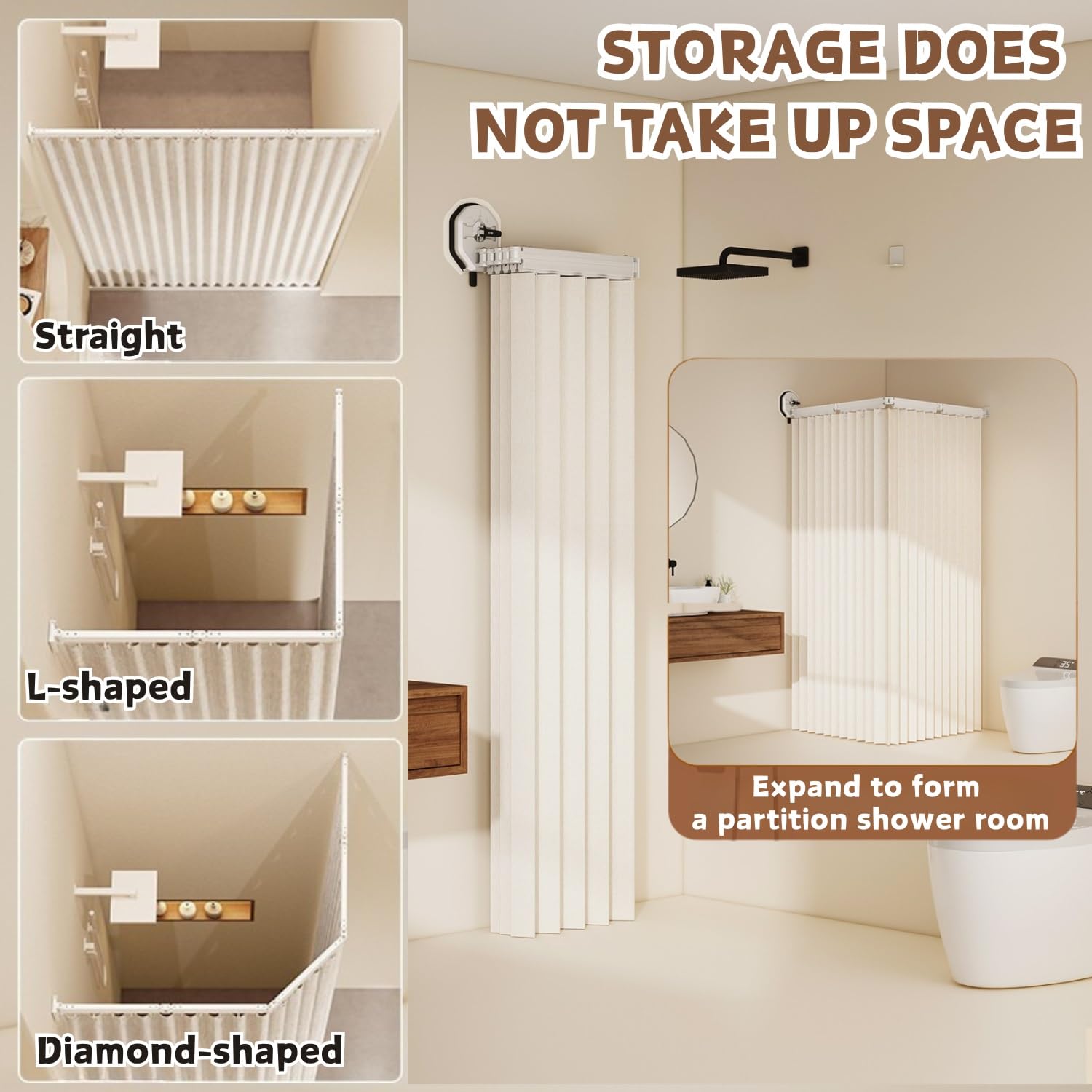Tringle À Rideau De Douche Pliable, Barre De Douche Extensible, sans Perçage, Tringle Douche Angle Reglable Salle De Bain, Baignoire, Magasin De Vêtements, Vestiaires(70cm)