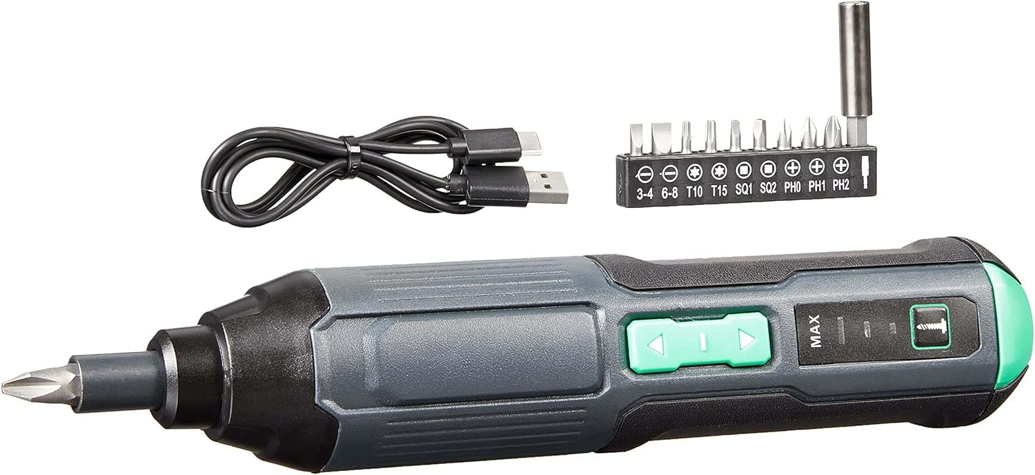 Amazon Basics by SKIL 4V Cordless Stick Screwdriver with 10-Piece Bit Set