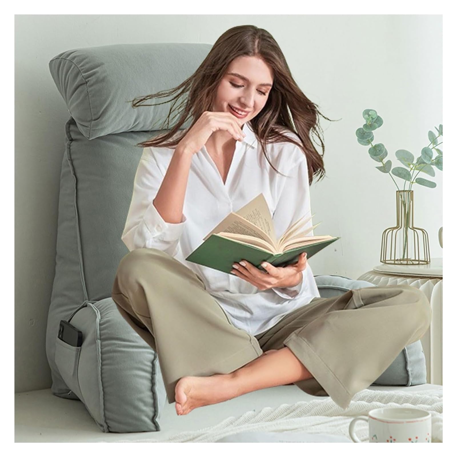 Reading pillow， Large Reading Pillow Detachable, Pillows For Bed Backrest