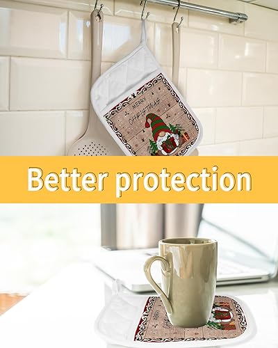 Miniatura 7 de Farmhouse Gnomes - Juego de 2 soportes para ollas para cocina, antideslizante y aislante de calor, juego de agarraderas de tela de toalla con