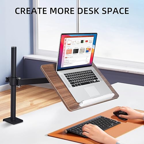 Miniatura 9 de Soporte de libro ajustable con soporte de abrazadera de escritorio, soporte de lectura de madera con brazo de metal, negro