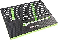 Vista 10 de OEMTOOLS 23993 Juego de llaves combinadas de 14 piezas, juego de llaves SAE de 1/4"-1-1/8", llaves Posi Grip, extremo abierto de acero tratado