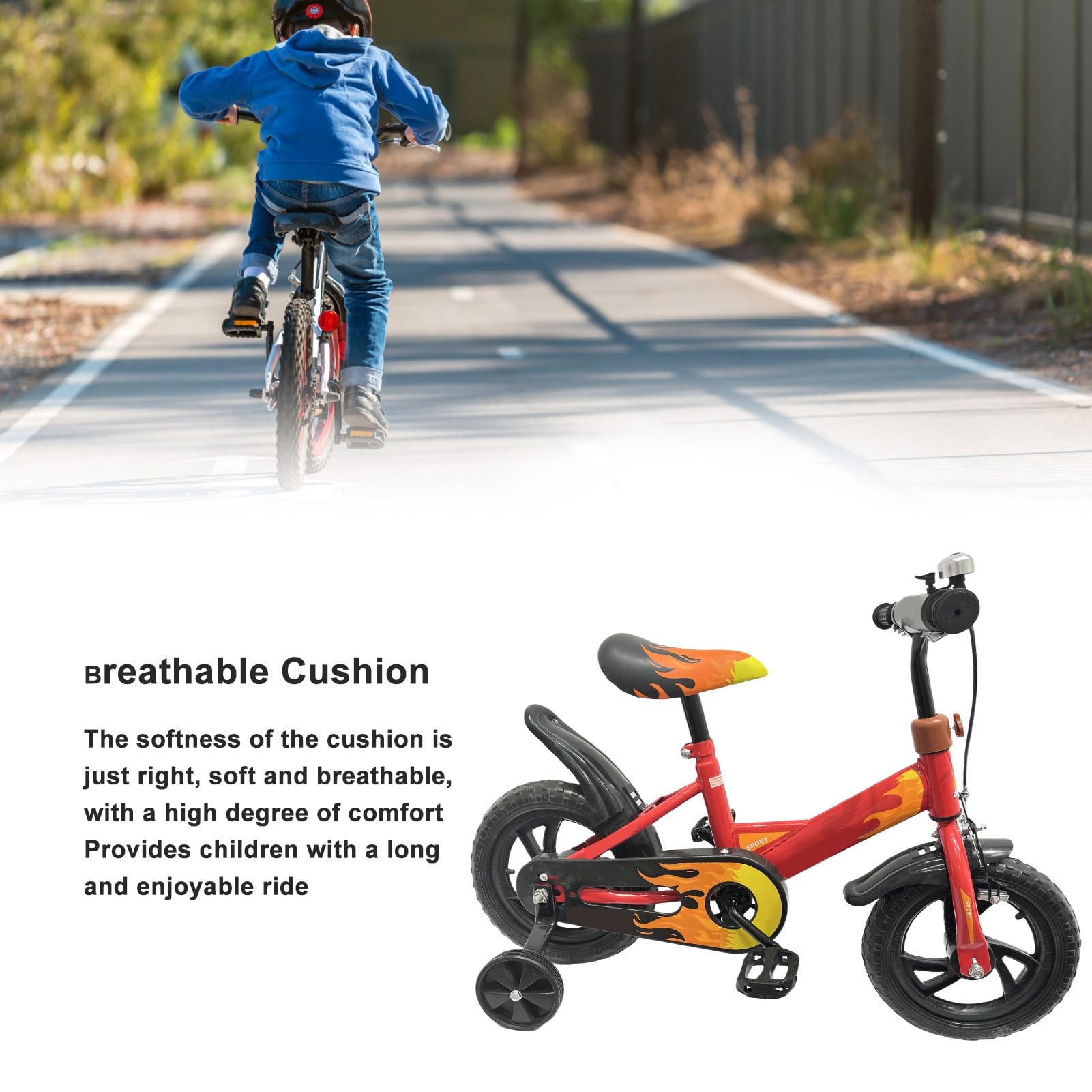 Amazon | 補助輪付き12インチ子供用自転車、高炭素鋼子供用スポーツ 