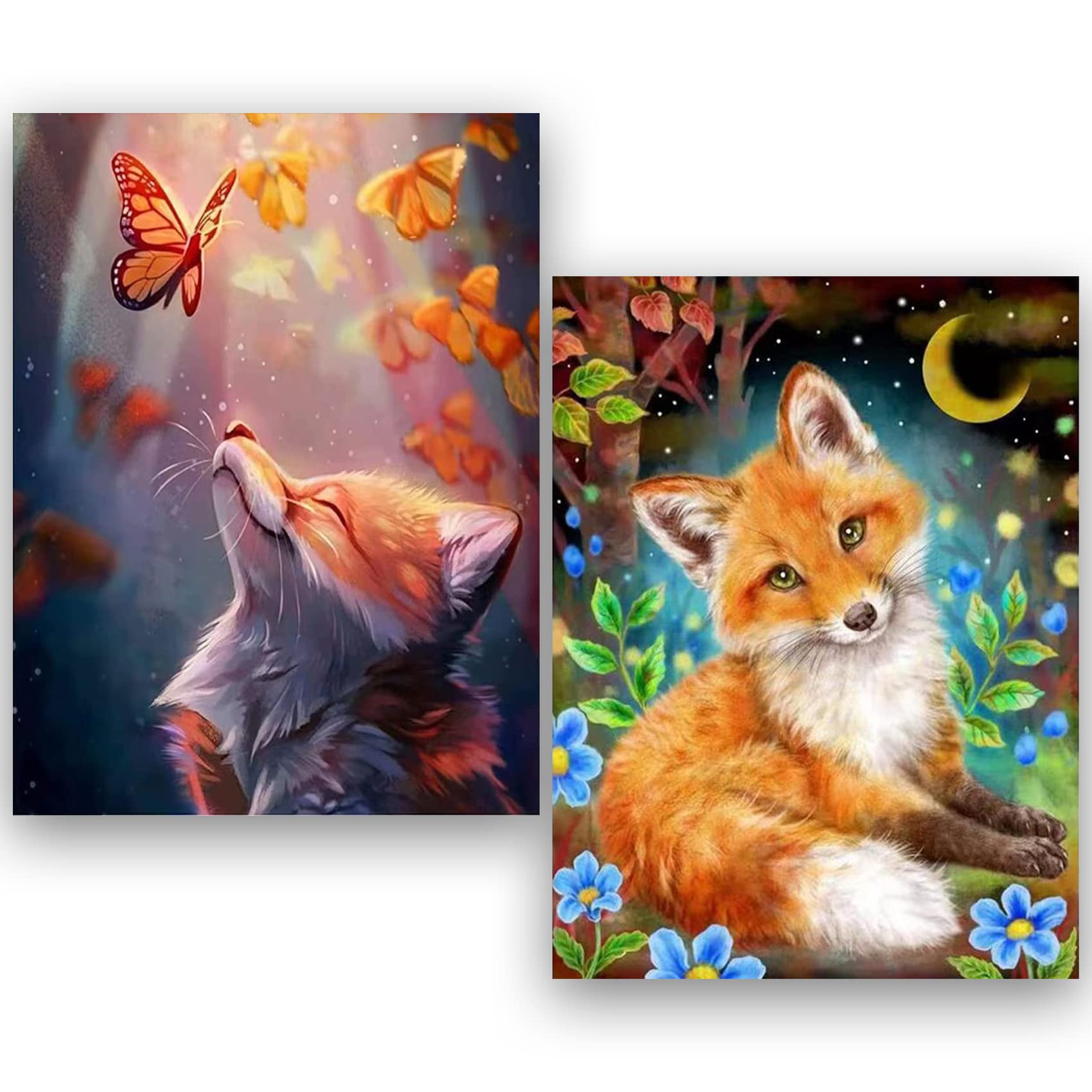 TOPBELIEF 2 Stuks Olifant Panda 5D DIY Diamond Painting Kit, 5D DIY Stitch Diamond Painting, Complete Diamant Schilderij Dier, Stitch Diamant Schilderij Groot Formaat Voor Huismuur