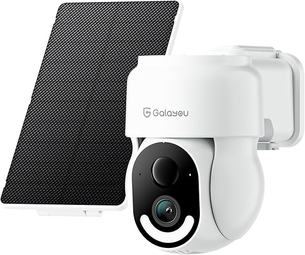 GALAYOU Security Cameras Wireless Outdoor - 2.4 GHz Wi-Fi Battery Powered Cameras for Home Security with Detachable Solar Panel, 2K 360° Pan/Tilt Auto-Tracking, Spotlight, TF Card Storage, R6 1 Pack