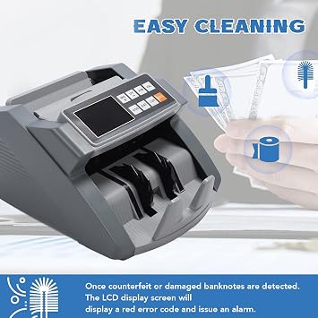 Money Counter Machine,High Speed MG UG IR Banknote Bill Detector with LCD Display Counterfeit Detection Bill Counter Cash Counter Money Counterfeit Detector for Store Mall (#3)