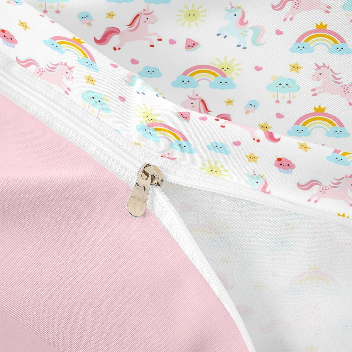jejeloiu Unicorn Bedding Set Toddler Size Kids Rainbow Comforter Cover Girls Cute Unicorn Duvet Cover Breathable Soft Lightweight Microfiber Colorful Room Decor