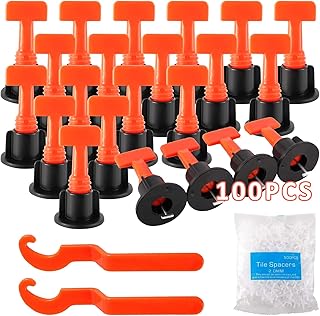 Tile Leveling System Kit with 100pcs Tile Leveler Spacers,500pcs 2mm Tile Spacers and Special Wrench, Reusable Spacer Flooring Level Tile levellers Set System Construction for Builing Walls & Floors
