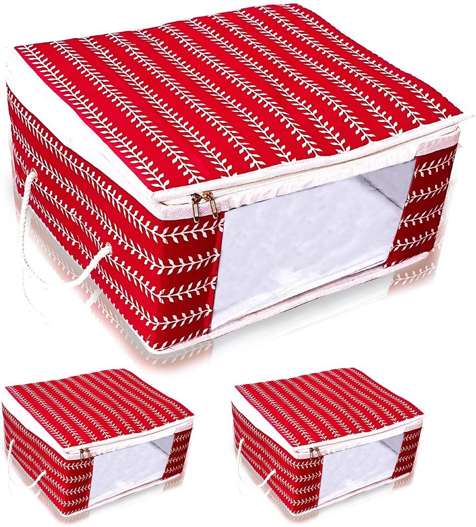 ARVANACotton Saree Organizer for Wardrobe/Closet Saree Covers Bag for clothes Organizers (Pack of 3)……