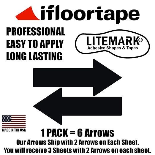 Stickers flecha grandes LiteMark, vinilo negro brillante, pack 6 miniatura 3