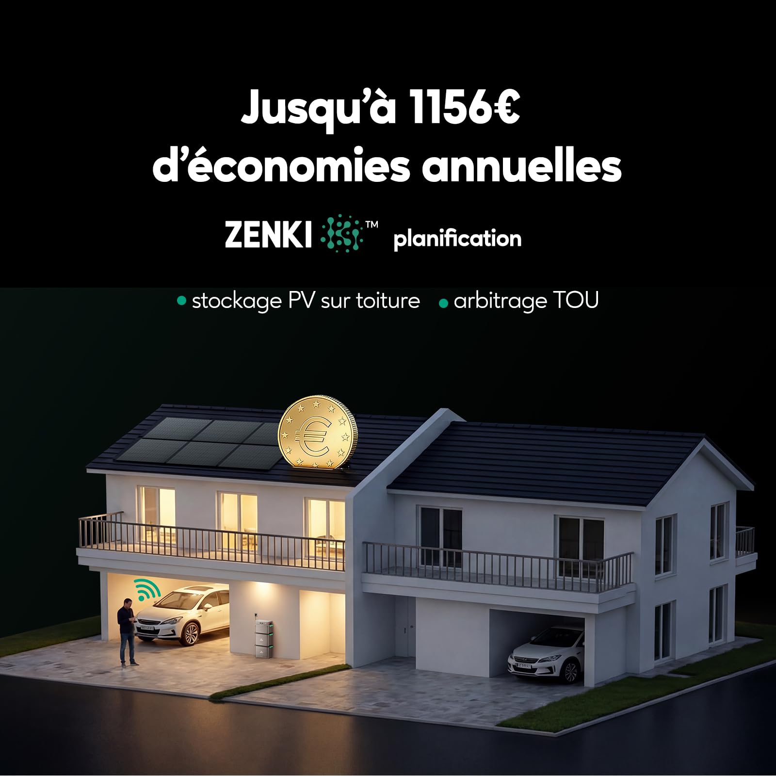 Zendure SolarFlow 1600 AC+ Système Stockage 1.92kWh | 1600W AC, Plug & Play, Compatible Tous Systèmes Solaires, HEMS ZENKI™, Extensible 11.52kWh, IP65