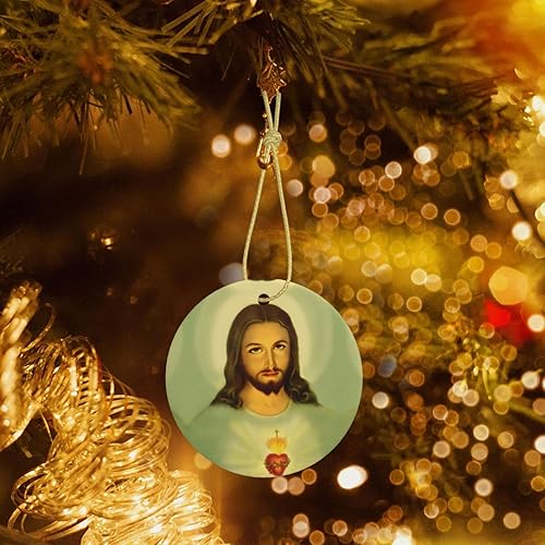 Miniatura 3 de Sagrado Corazón de Jesús (1) Adornos de cerámica para colgar en la familia, adornos colgantes de cerámica