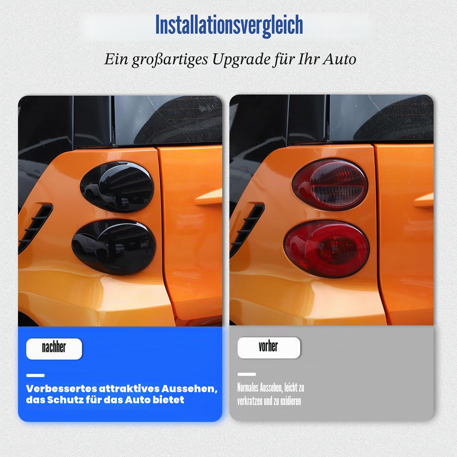 Auto-Rücklicht-Lampenabdeckung Rücklichtschutz Zierleiste Außendekoration Zubehör Kompatibel mit Benz Smart 451 Fortwo 2009-2015