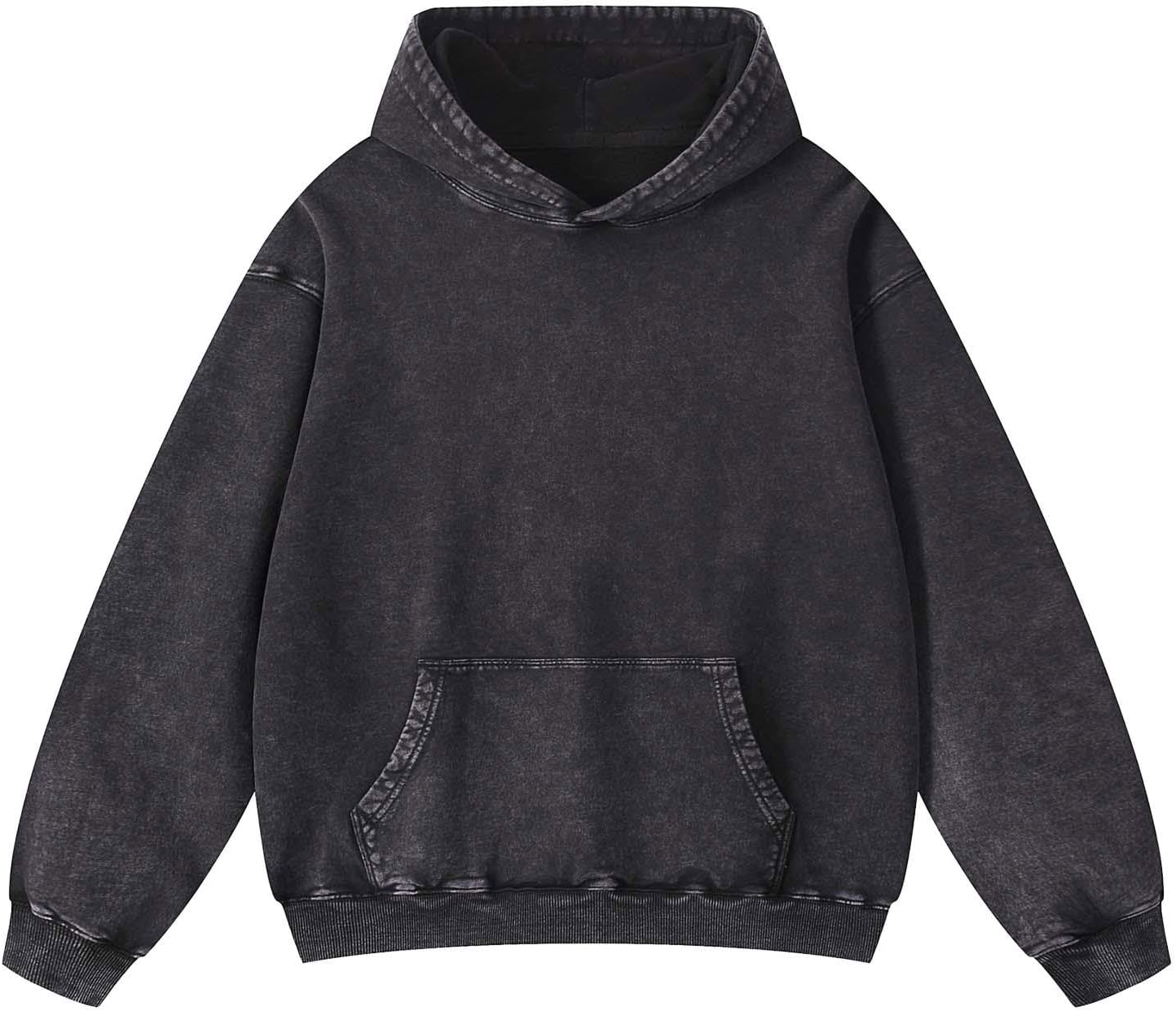 Ystävä Oversized Hoodie for Men Trendy Washed Sweatshirt for Adult Loose Fit Cotton Pullover for Youth