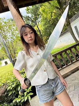 LOONGSWORD Wushu Dao 41 Chinese Broadsword, Hand-Forged 7Cr17MoV Steel, Cord-Wrapped Wood Grip, Wood-Core Leather Scabbard, Alloy Fittings for Forms Practice, Stage Display & Collectors