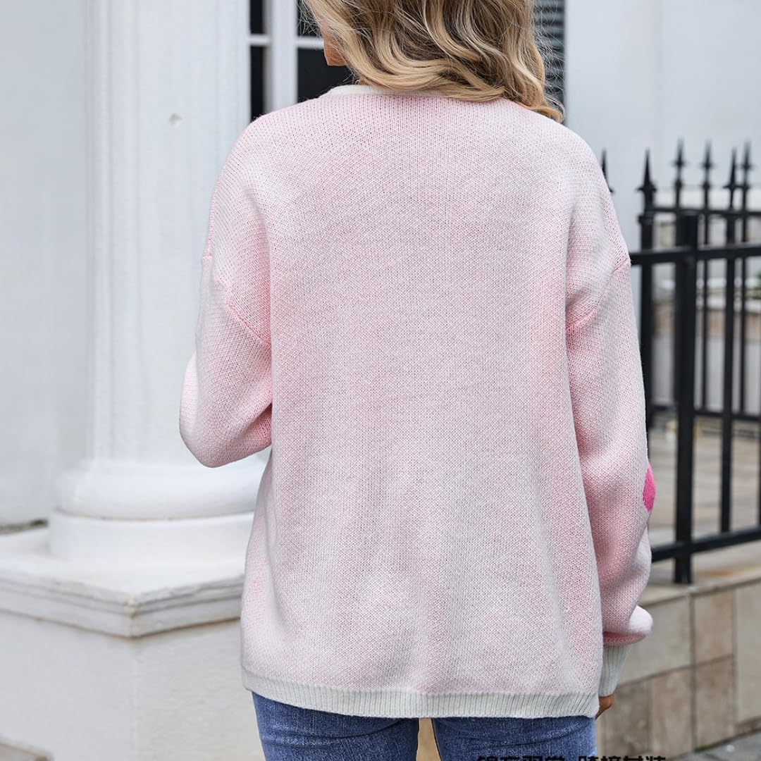 Pull Cardigan Fleuri pour Femmes, Cardigan Doux Tricoté Ouvert À L’Avant avec Motif Floral, Manteau Léger À Manches Longues, pour Le Port Quotidien Décontracté du Printemps Automne