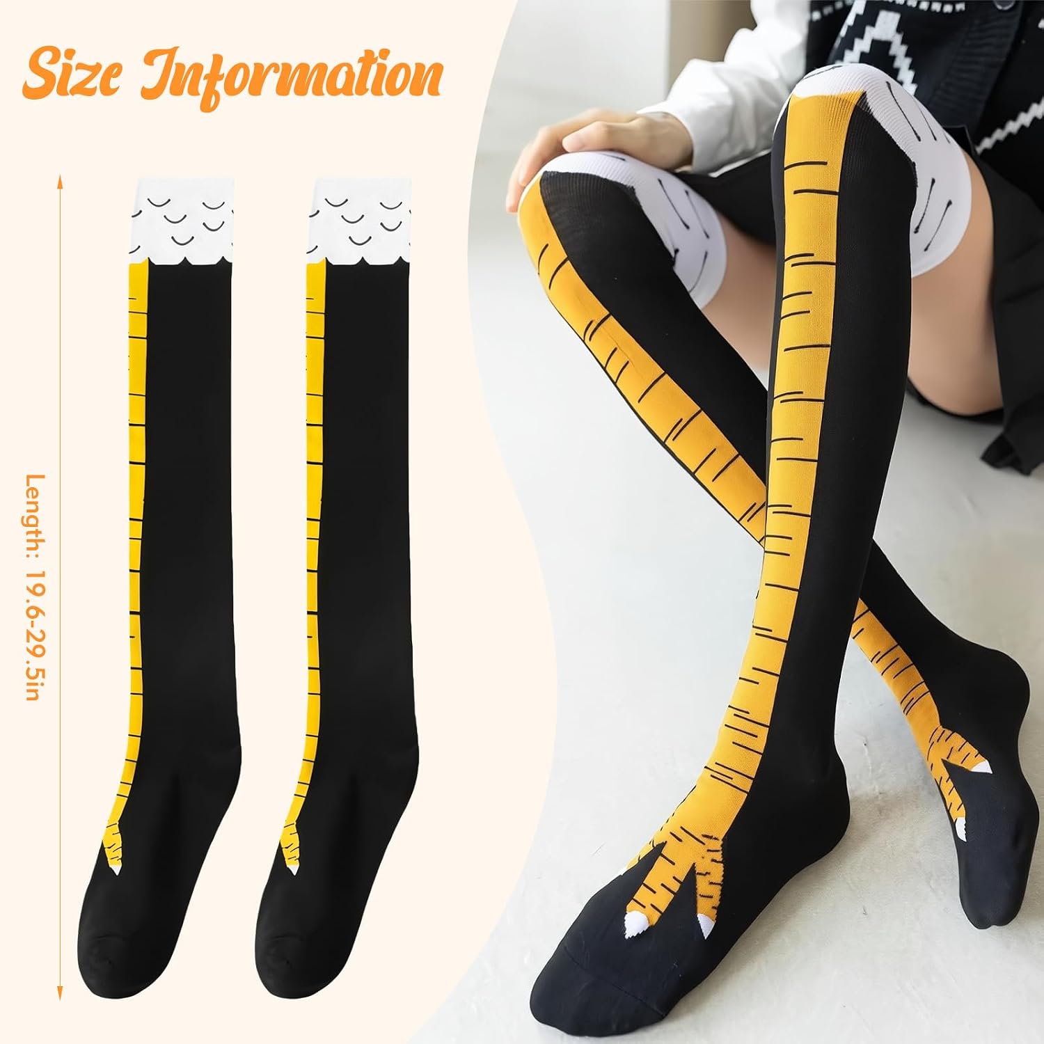 Chicken Leg Socks, Chicken Feet Socks for Women & Men, 50cm Long Funny Novelty Cotton Pattern, Unique Gag Gift for White Elephant & Stocking Stuffers