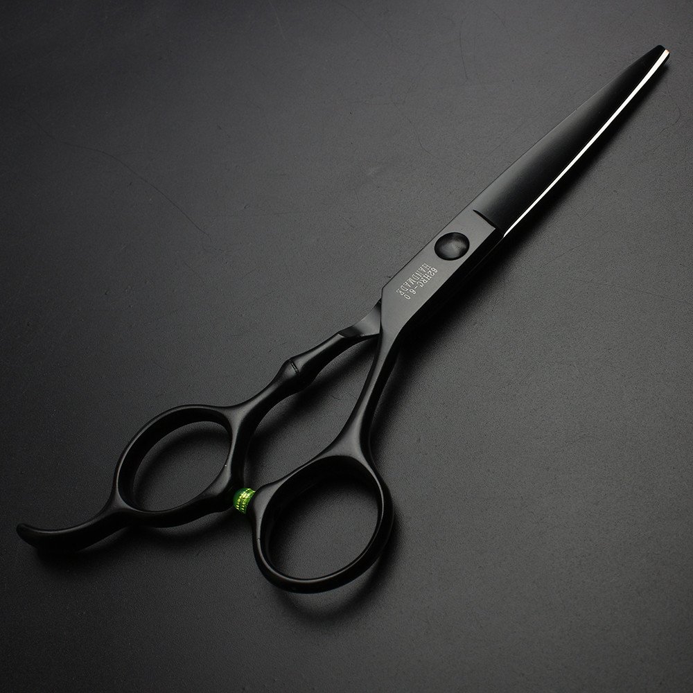 6 pulgadas de titanio corte de pelo negro tijeras profesional tijeras de peluquería corte de pelo de acero inoxidable herramienta de 440c (scissors set)