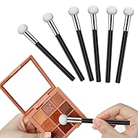 Vista 4 de 6 piezas de esponja de base para polvo, esponja de maquillaje con mango, esponjas de maquillaje de hongos, esponja correctora, cepillo de Negro