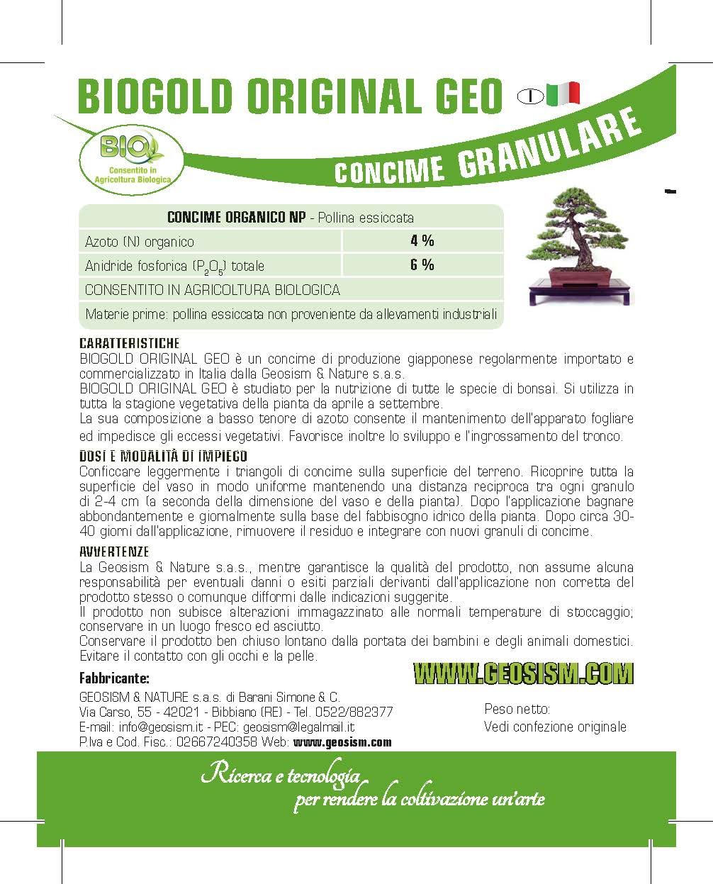 Biogold original giapponese, NPK 4-5-4 (2,4 kg), concime estivo granulare per bonsai