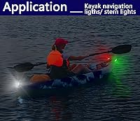 Vista 2 de Kit de 4 luces LED de navegación para barco, kayak, luz de popa operada por batería, fácil de sujetar para kayak nocturno, navegación, canoa, tabla
