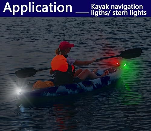 Miniatura 2 de Paquete de 4 luces LED de navegación para kayak de barco, batería de popa 0perated, fácil clip para kayak nocturno, canotaje, canoa, tabla de remo,