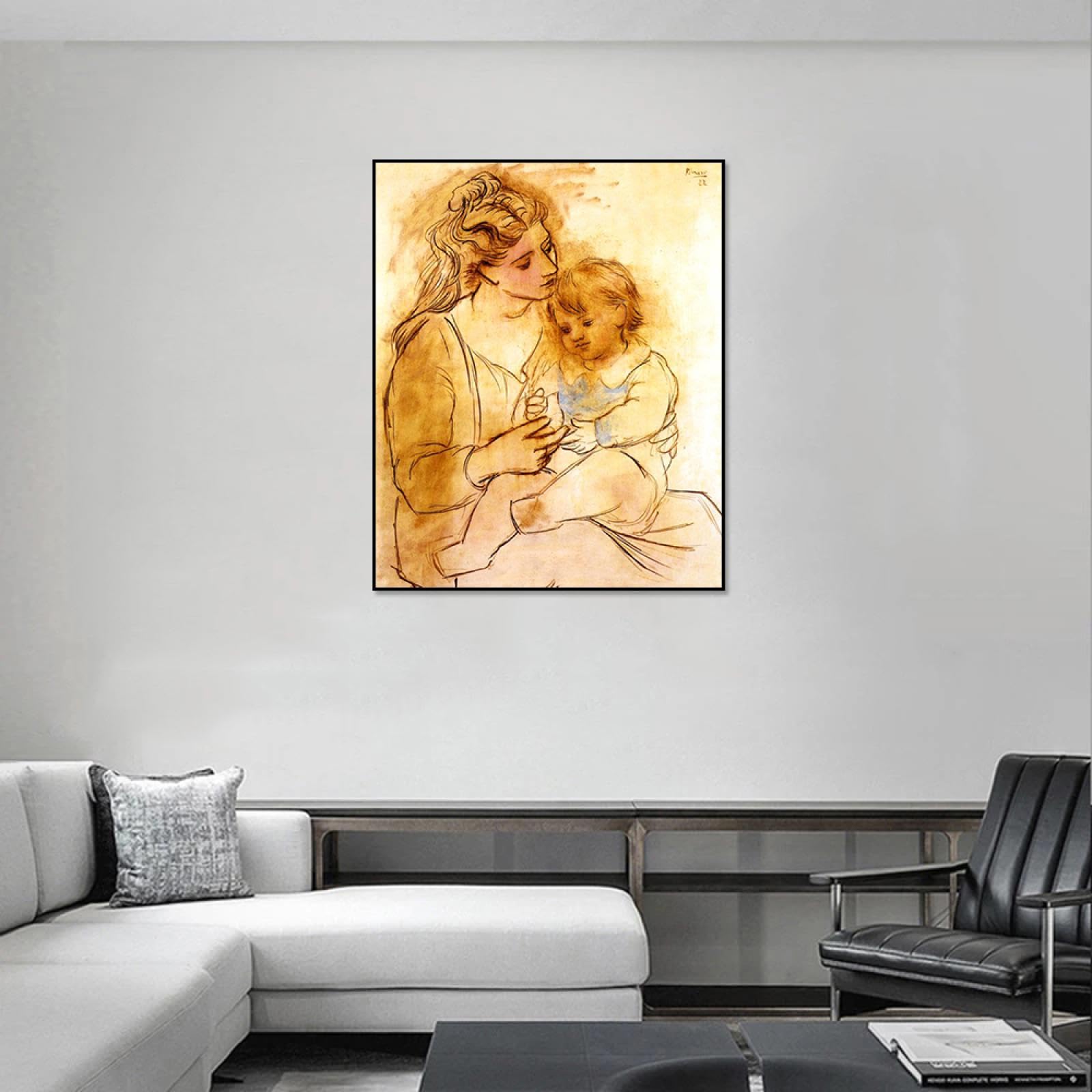 Amazon.co.jp: パブロ・ピカソ作の母と子 有名な絵画 キャンバス