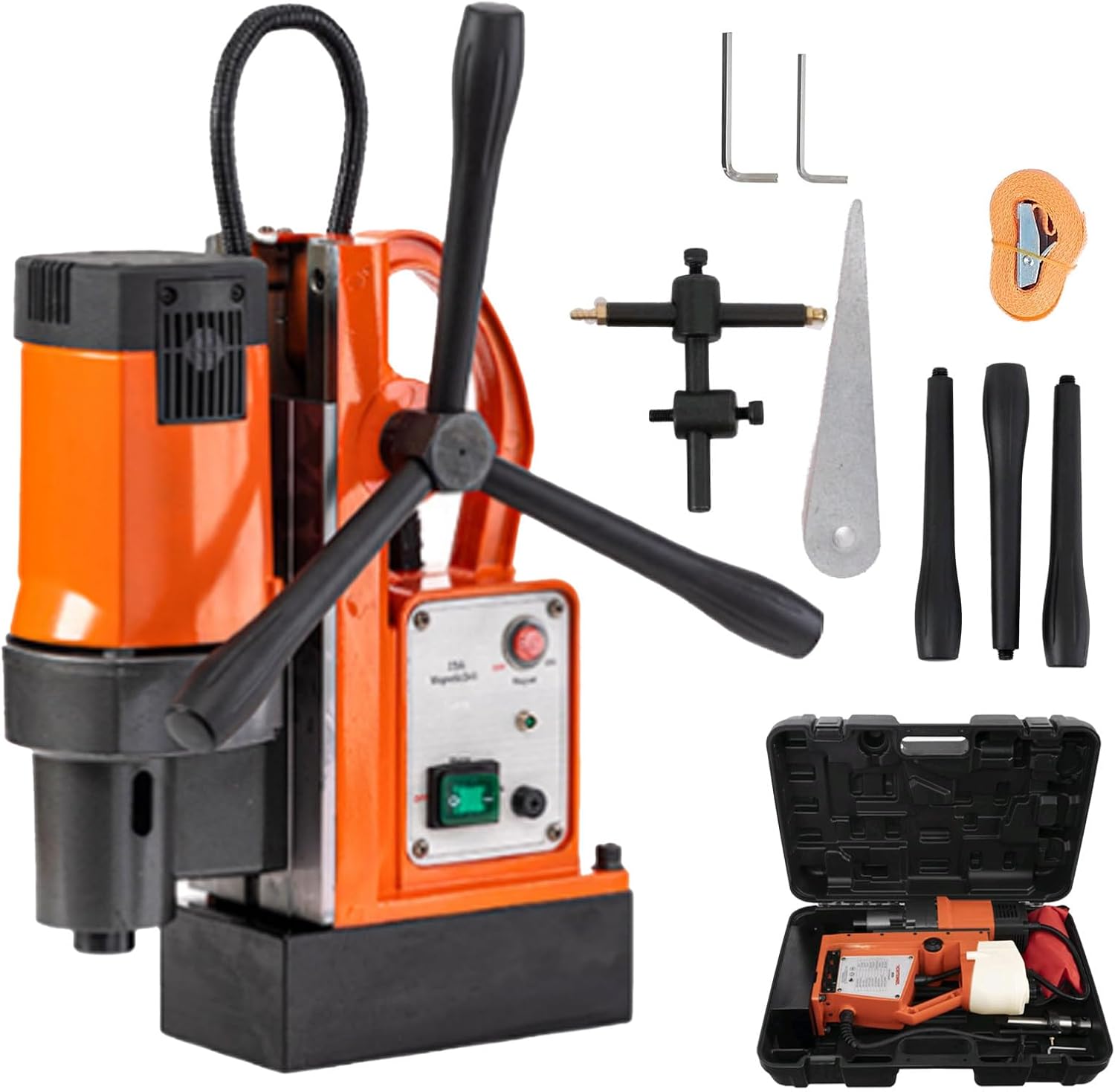 Mag Dril Press, 1100W 1.4" Boring Diameter, Power Portable Magnetic Dril, 580 PRM, Electric Driling Machine for Industrial and Home Improvement MD-23A