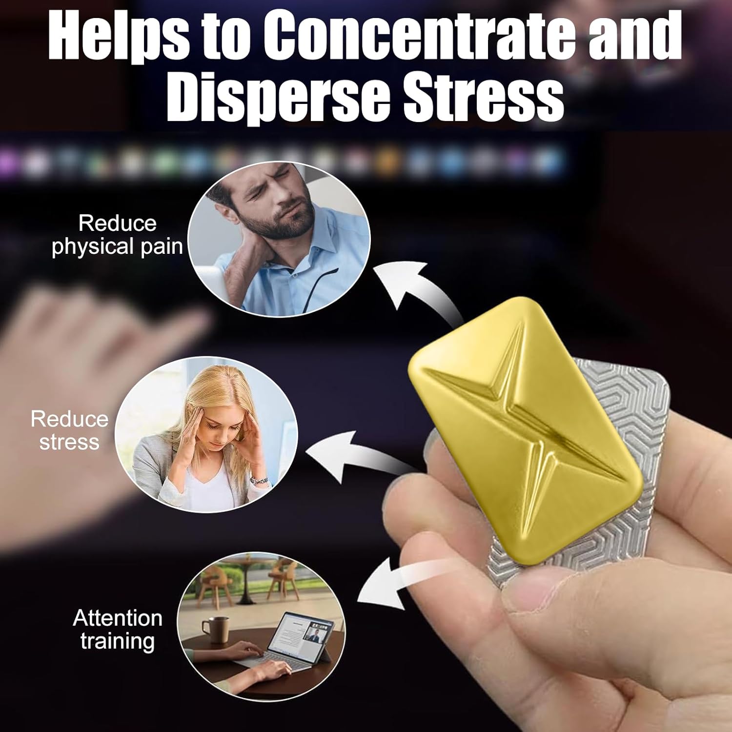 Adult Fidget Slider Push Slider Toy Office Stress Relief ADHD Autism Sensory EDC Brick Blocks Silver Fidget Toy(Gold)