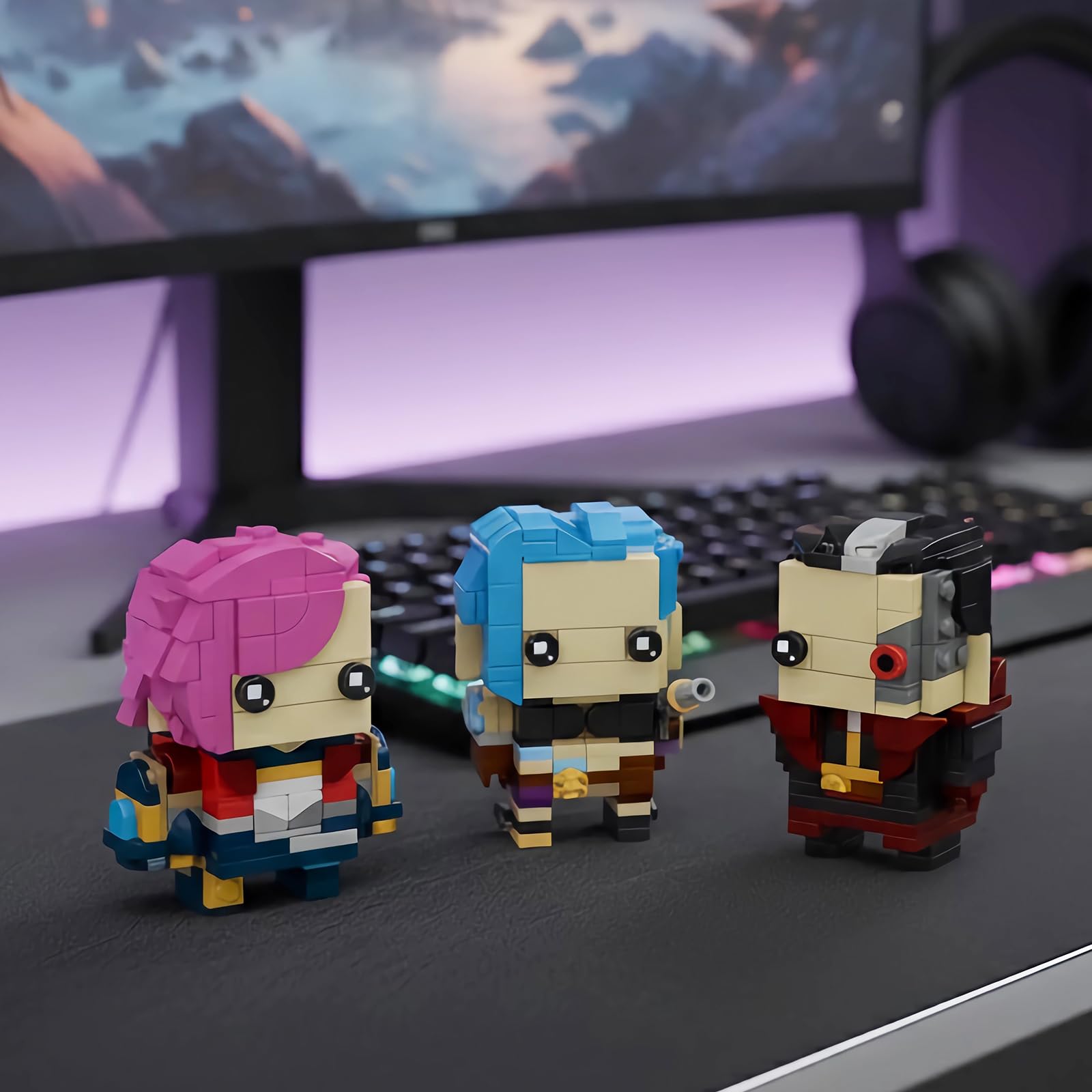 Cyberpunk anime figurka zestaw do budowania kompatybilny z Lego dla dorosłych | Sci-Fi Fighter Buildable Character, dekoracja biurka do gier i prezenty kolekcjonerskie