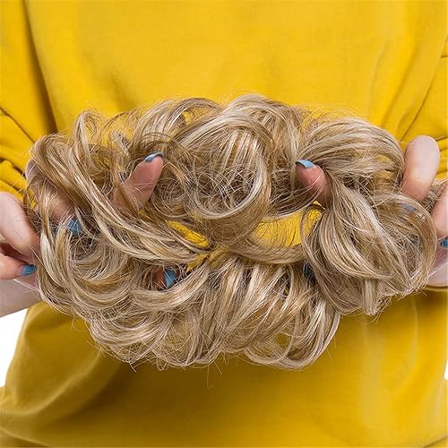 Miniatura 5 de Pelo sintético elástico Scrunchie rizado chignons cuerda de pelo natural falso moño rizado clip en el pelo colas de caballo extensiones granate