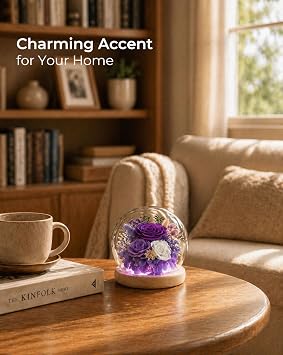FIACO Gifts for Mom Mothers Day Women Birthday Preserved Flowers in Glass Dome Forever Fresh Flowers for Delivery Eternal Roses Gifts for Grandma Wife Daughter Friends
