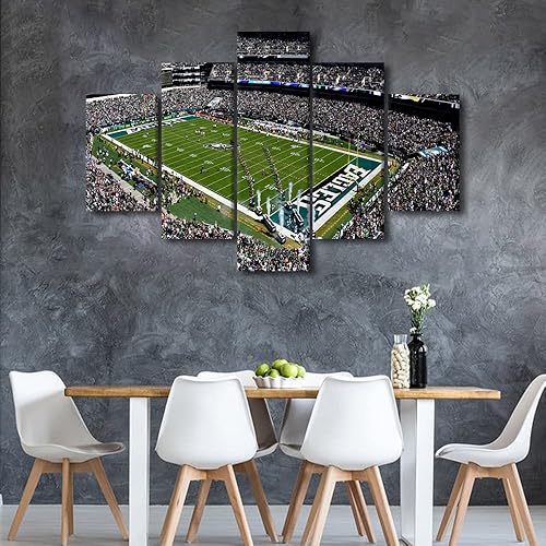 Vista 183 de Cuadros de estadios deportivos de fútbol americano de Minnesota, cuadros de vikingos, 5 paneles, lienzo para pared, arte de pared del estadio