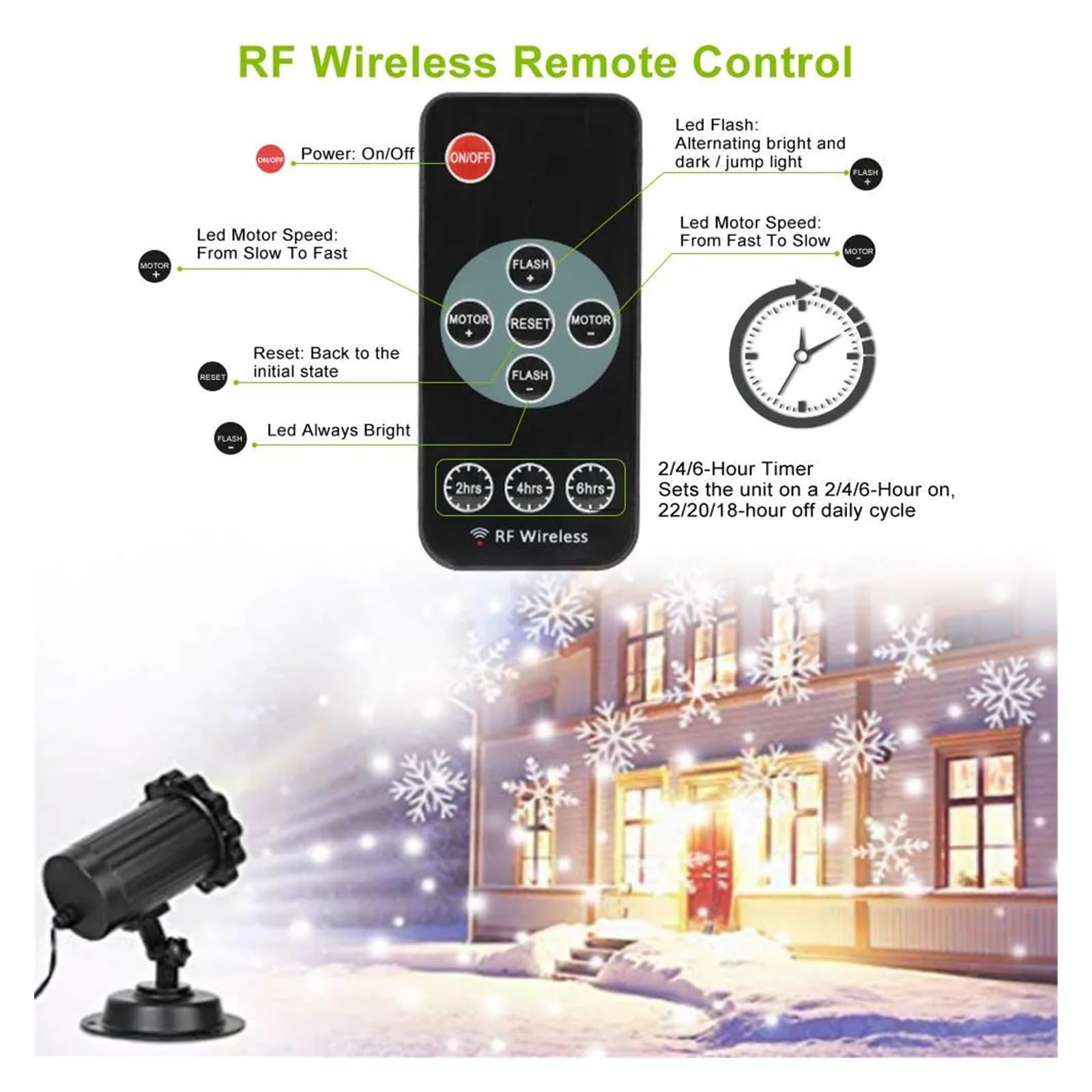 Il proiettore con fiocco di neve di Natale illumina la luce da palco a LED con effetto fiocco di neve impermeabile for esterni con telecomando for decorazioni natalizie