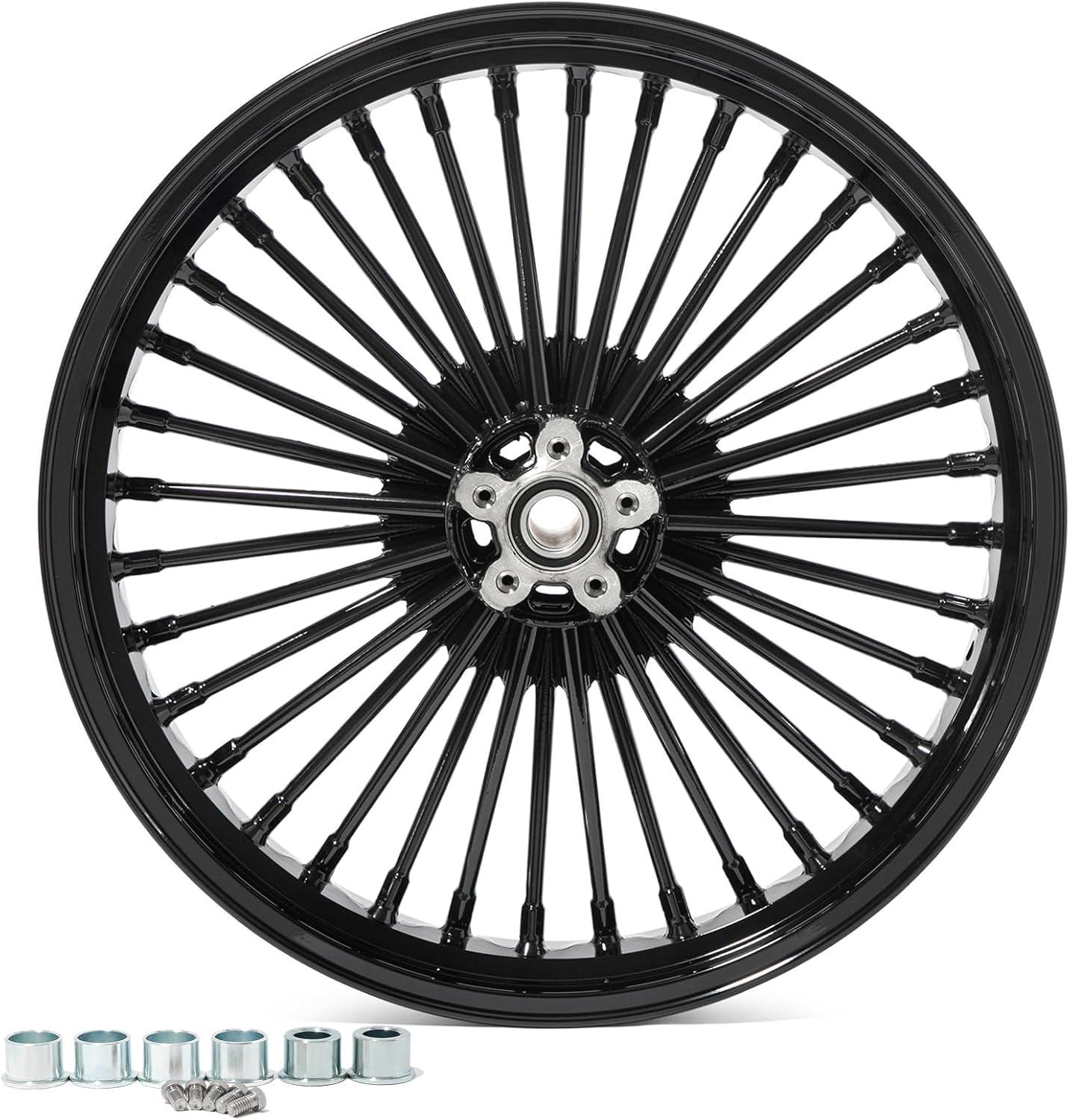 TOFR 21x3.5 Front Wheel Rim Vivid Black Big Fat Spoke 21 inch Single Disc For Harley FLSTC Heritage Softail Classic FLSTS Heritage Springer FLSTF Fat Boy 1986-1999 87 88 90 91 92 93 94 95 96 97 98