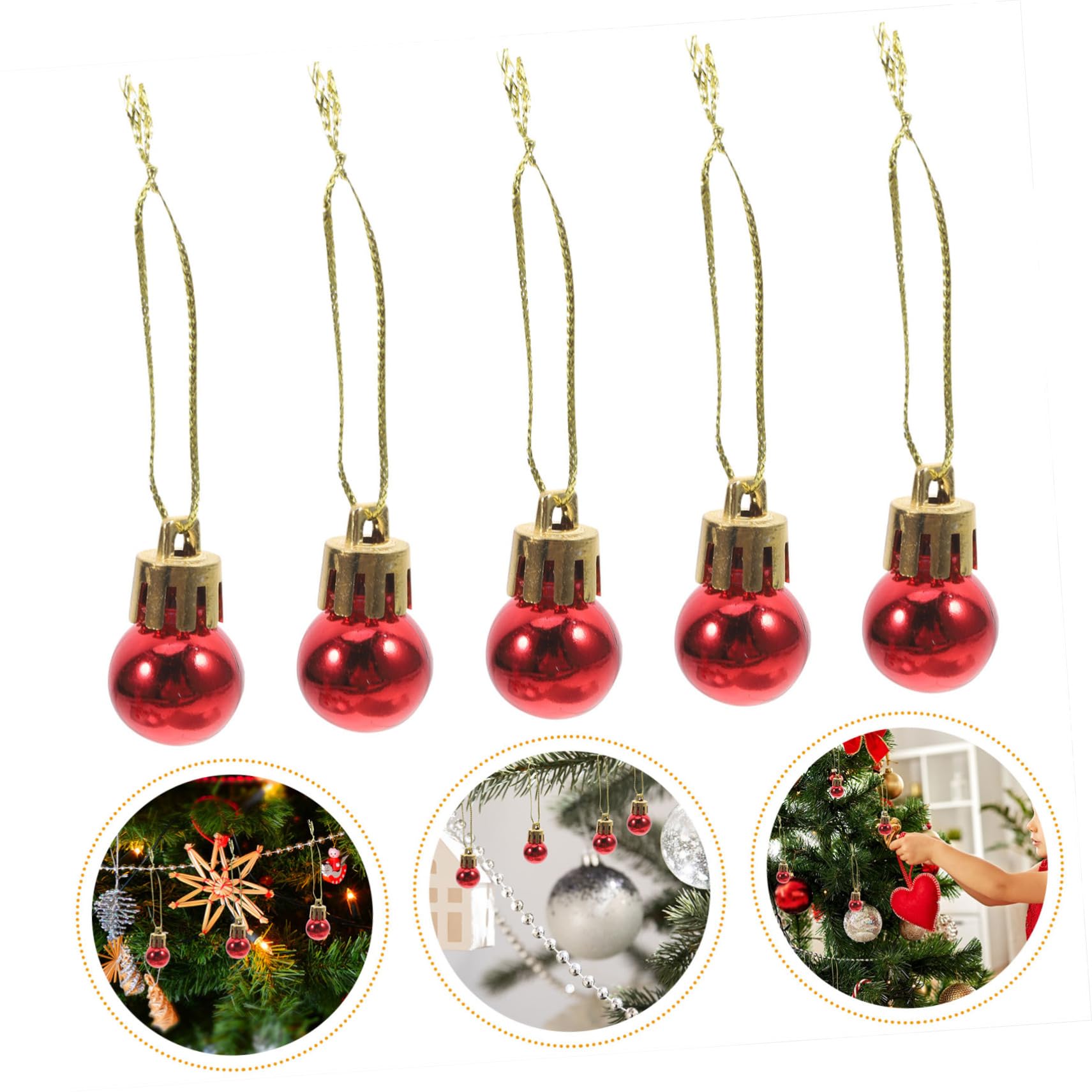 Zerodeko 24pcs Boules de Noël Rouges Miniatures Suspendues 2cm en Plastique Légères et Décoratives pour Fêtes de Festival et Décoration d'arbre de Noël