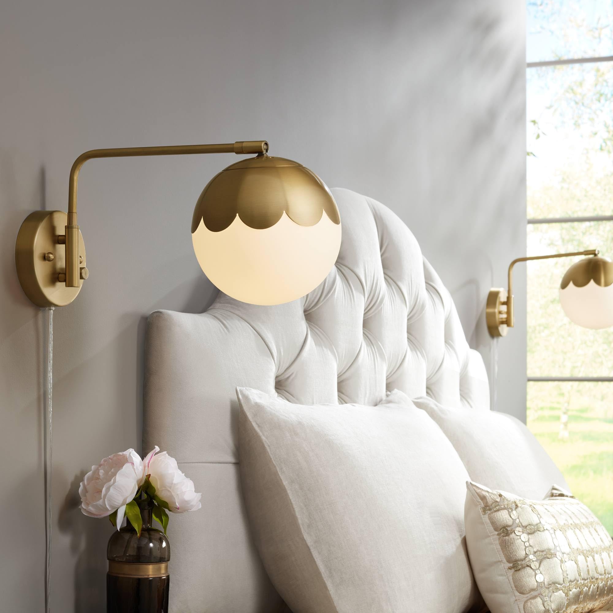 360 Lighting Kelowna Modern Swing Arm Wall Lamps Set of 2 Antique