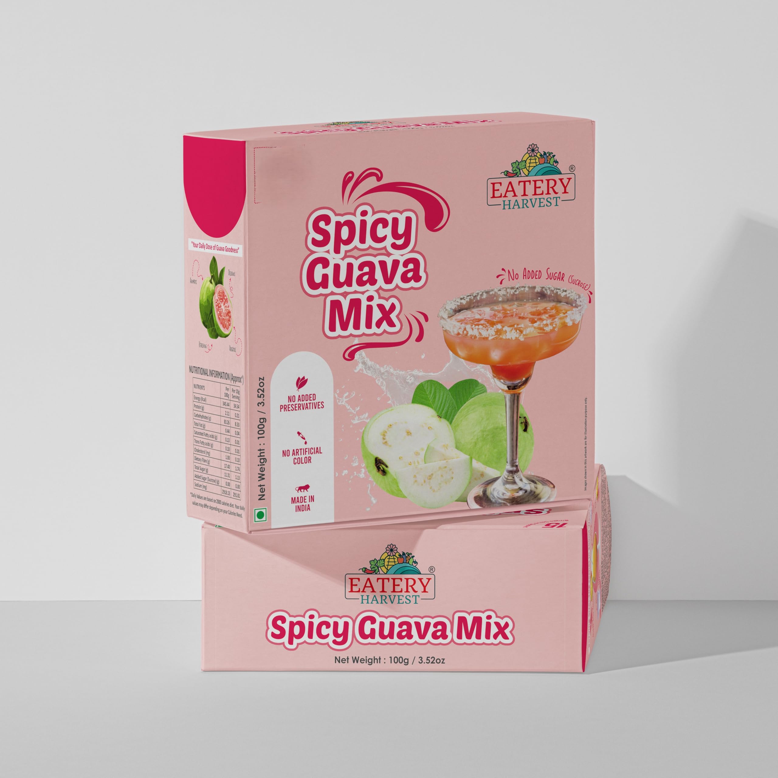 Eatery Harvest Spicy Guava Ready Premix 100 g(10 g*10 sachets) SUGAR FREE, Diabetic friendly, Cocktail mocktail mixer, ready drink just add water, Spicy guava Spritzer mocktail, No added color, No added sugar, Vegan-image-47