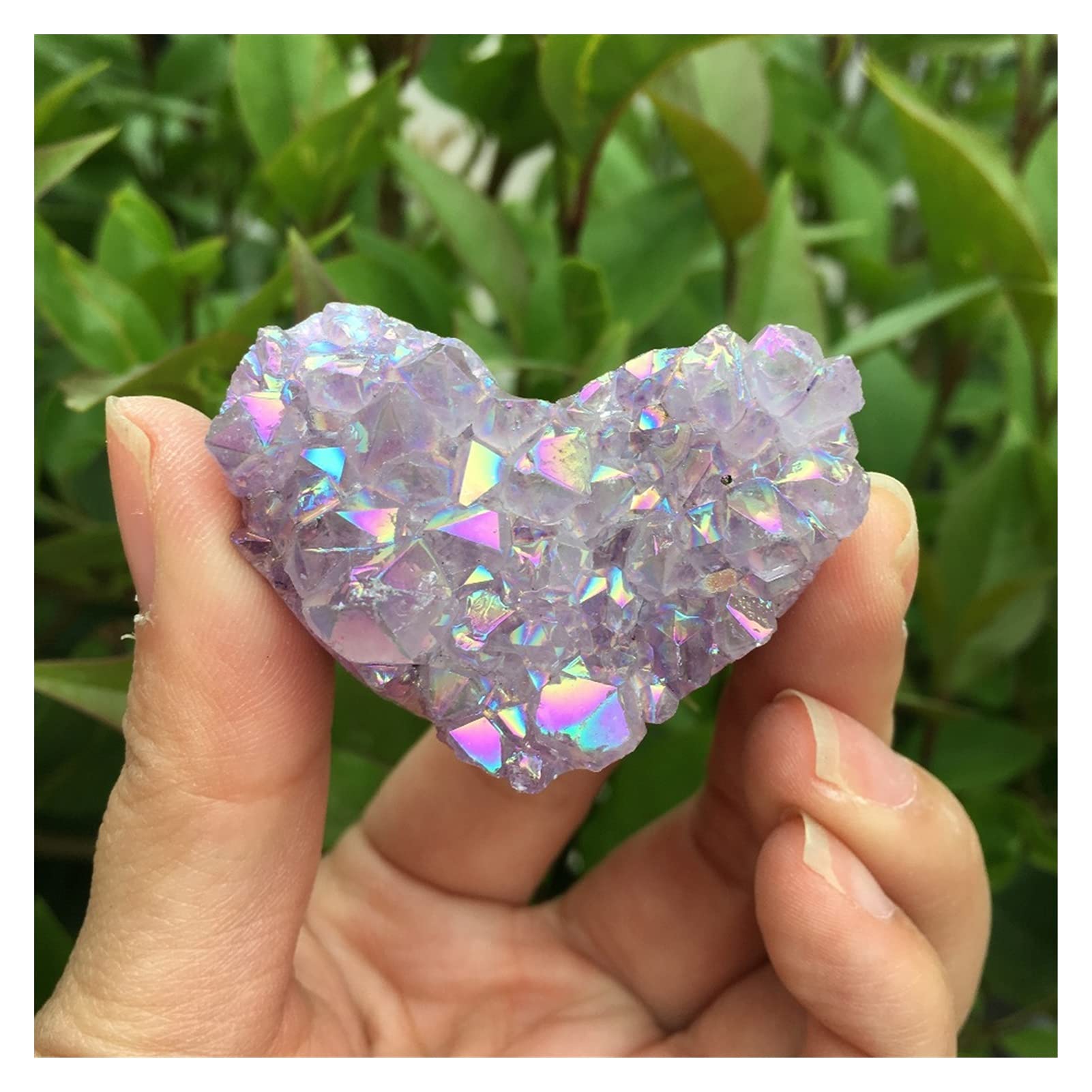 1 Uds geoda de Amatista en Forma de corazón Cristales de Cristal Piedras Titanio Arco Iris Aura Amatista racimo Ángel Aura Cuarzo decoración del hogar Manualidades Inicio Colecciones