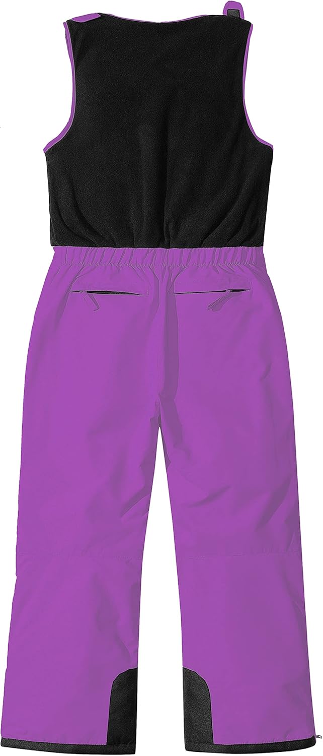 Pursky Girl's Waterproof Ski Jacket Kids Winter Snow Coats Kid's Snow Pants Girl's Winter Ski Bibs Snowbibs Sets Purple Size 8